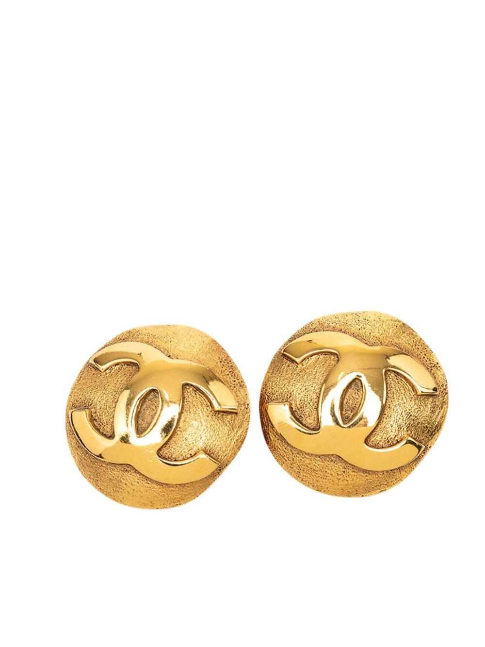 Chanel Cc Logo Round Clip-On Earrings #299607C69B
